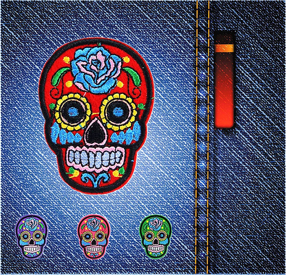 6pcs mixed random Patches Unicorn Skull iron on Embroidered Clothing Halloween patch For garment sewing accessories supplies