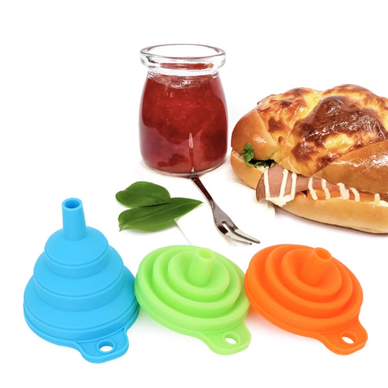 Fais Du Resuable Silicone Funnel Folding BBQ Portable Filter Multifunctional Oil Funnel Liquid Leak Dispensing Housewares Tools