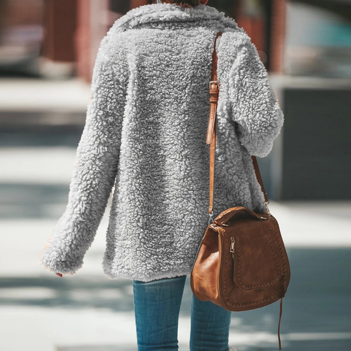Lapel Neck Long Sleeve Plush Fluffy Faux Fur Coats 2020 Winter Women Open Front Long Jackets Warm Outwear Casual Cardigan