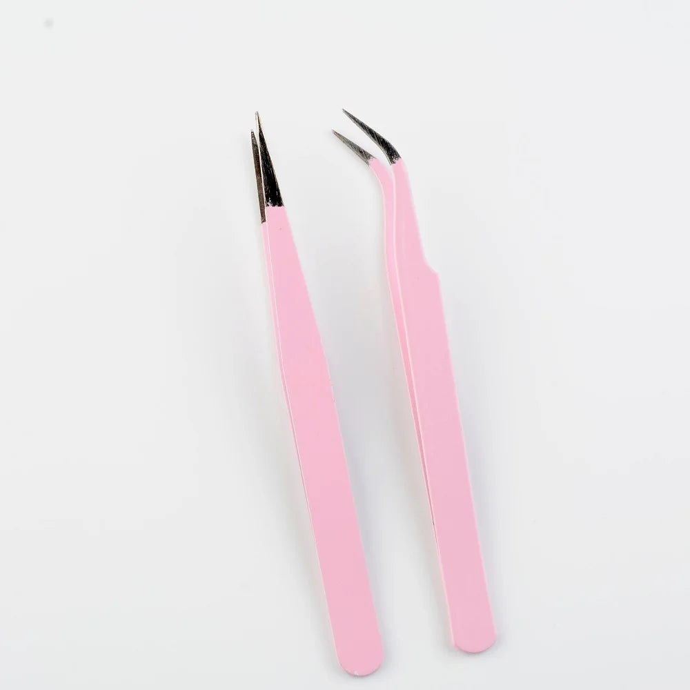 1pcs Stainless Steel Eyelash Extension Clip Pliers Curved Straight Eyebrow Tweezers Soldering Lash Tongs Nail Art Makeup Tools