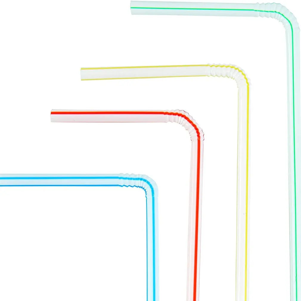 100Pcs Colorful Disposable Plastic Curved Drinking Straws Reusable Straw 21cm Wedding Party Bar Drink Accessories Birthday