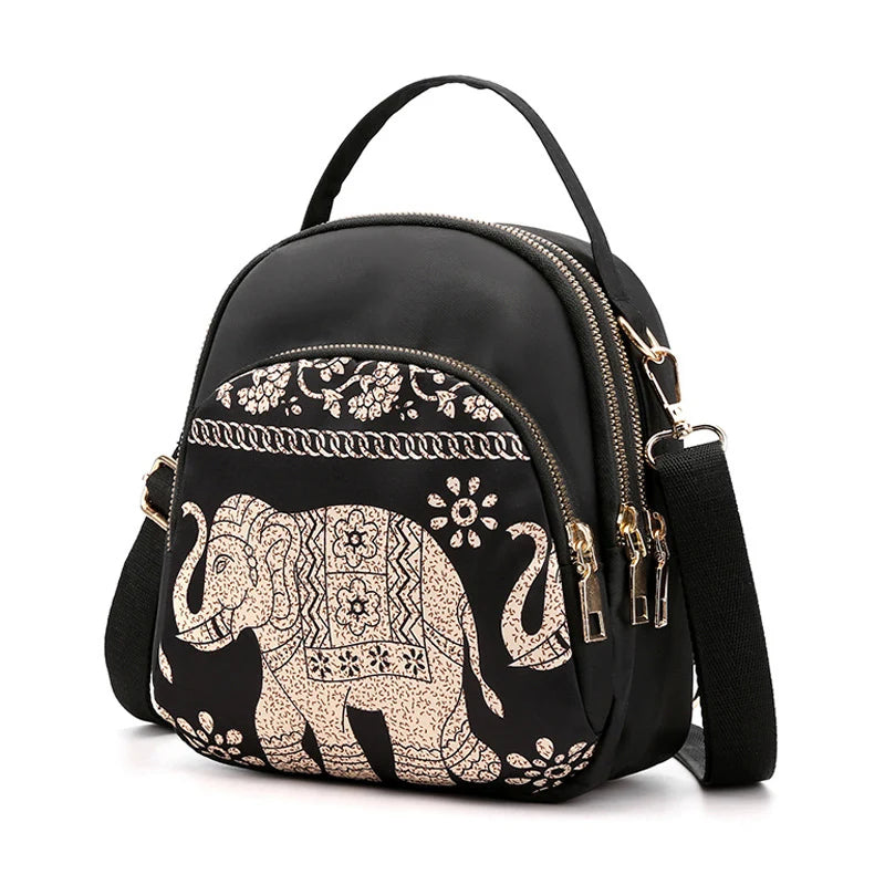 Fashion Printing Backpack Women Large Capacity Nylon Rucksack Multilayer Crossbody Bag School Bags Waterproof Travel Knapsack