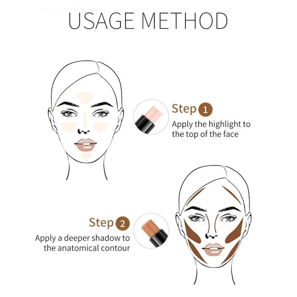 2 In1 Contouring Stick Double Headed Facial Highlighter And Contouring Stick Pen 3D Face Brightens & Shades Makeup Stick Long