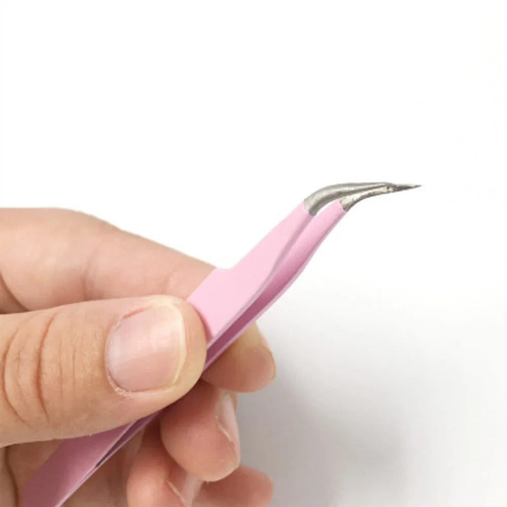 1pcs Stainless Steel Eyelash Extension Clip Pliers Curved Straight Eyebrow Tweezers Soldering Lash Tongs Nail Art Makeup Tools