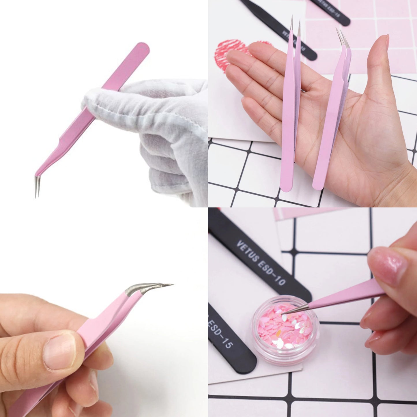 1pcs Stainless Steel Eyelash Extension Clip Pliers Curved Straight Eyebrow Tweezers Soldering Lash Tongs Nail Art Makeup Tools