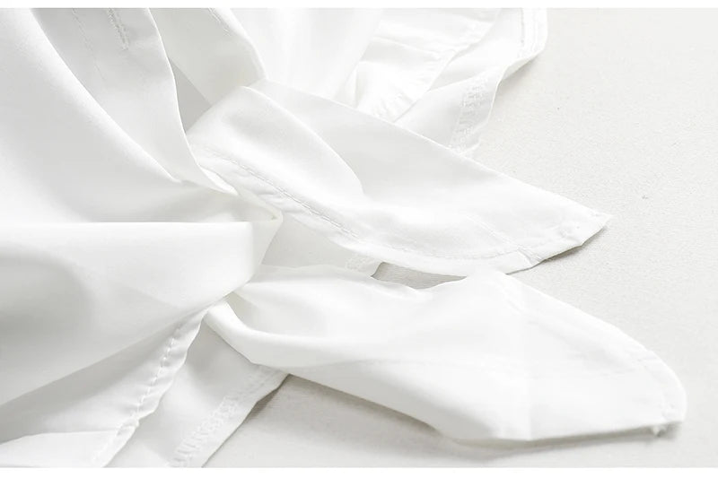 AOSSVIAO Casual Women Shirts 2024 Summer New Fashion Collar Blouse Stripe Buttons White Shirt Women Tops Streetwear