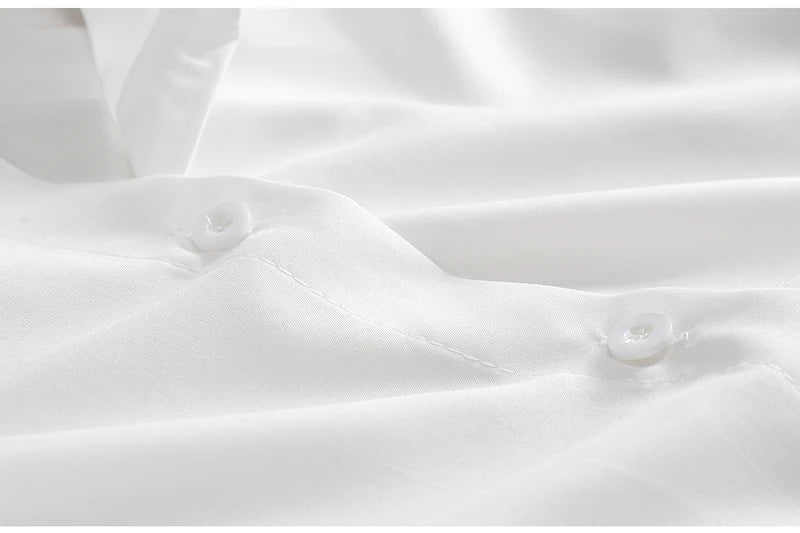 AOSSVIAO Casual Women Shirts 2024 Summer New Fashion Collar Blouse Stripe Buttons White Shirt Women Tops Streetwear
