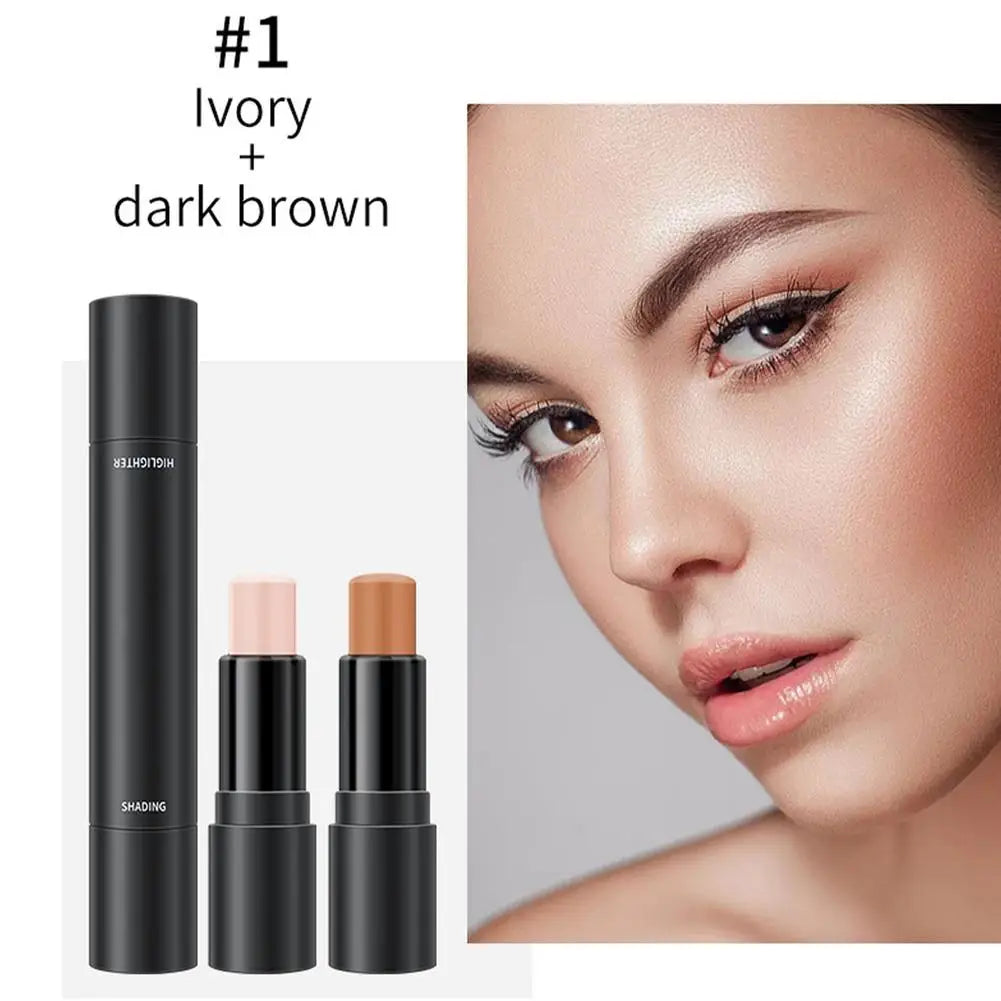 2 In1 Contouring Stick Double Headed Facial Highlighter And Contouring Stick Pen 3D Face Brightens & Shades Makeup Stick Long