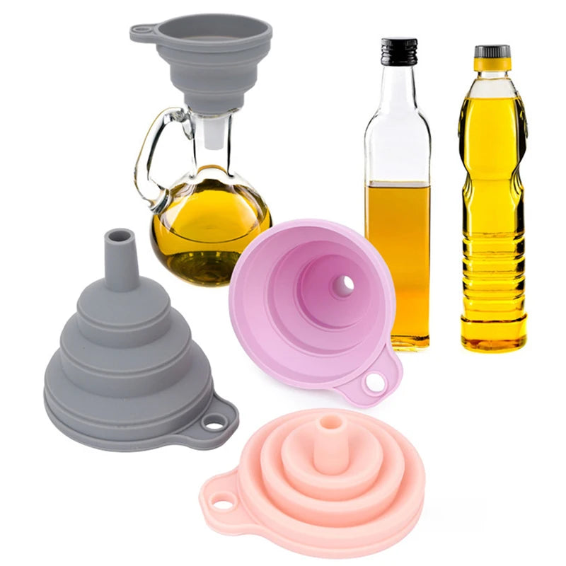 Fais Du Resuable Silicone Funnel Folding BBQ Portable Filter Multifunctional Oil Funnel Liquid Leak Dispensing Housewares Tools