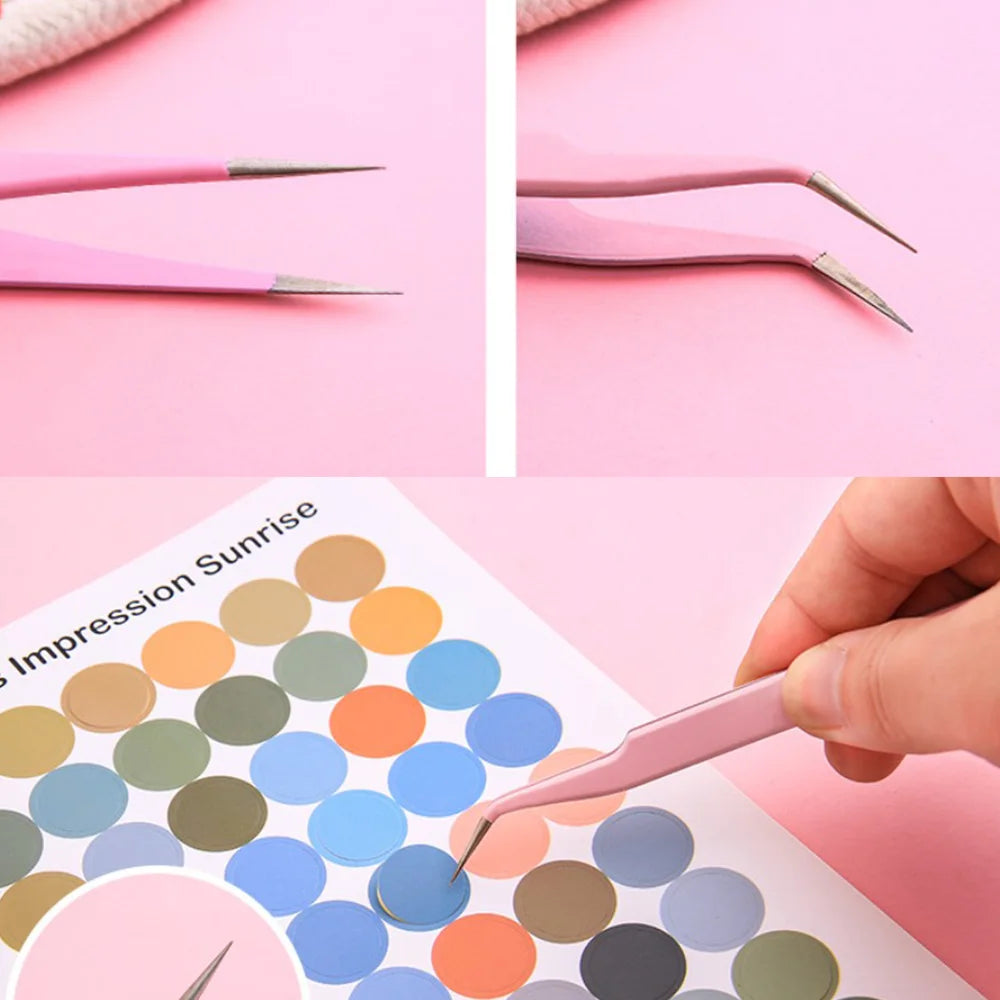 1pcs Stainless Steel Eyelash Extension Clip Pliers Curved Straight Eyebrow Tweezers Soldering Lash Tongs Nail Art Makeup Tools