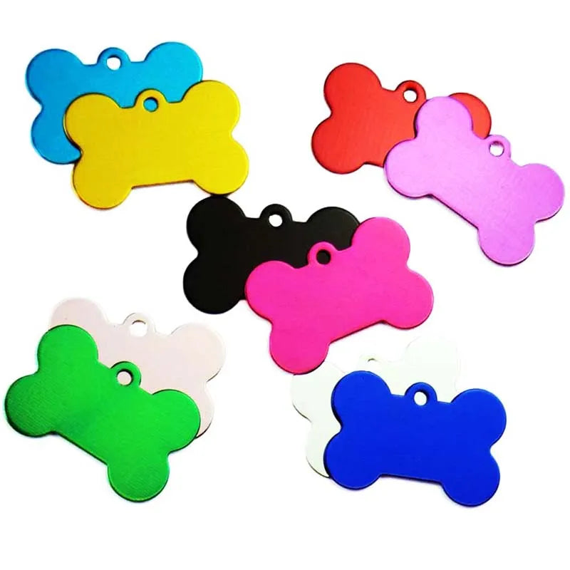 Wholesale 100Pcs Dog ID Tags Laser Engraving Bone Tags Name Plate Personalized Customized Name ID Tags Dogs Pendant Pet Tag