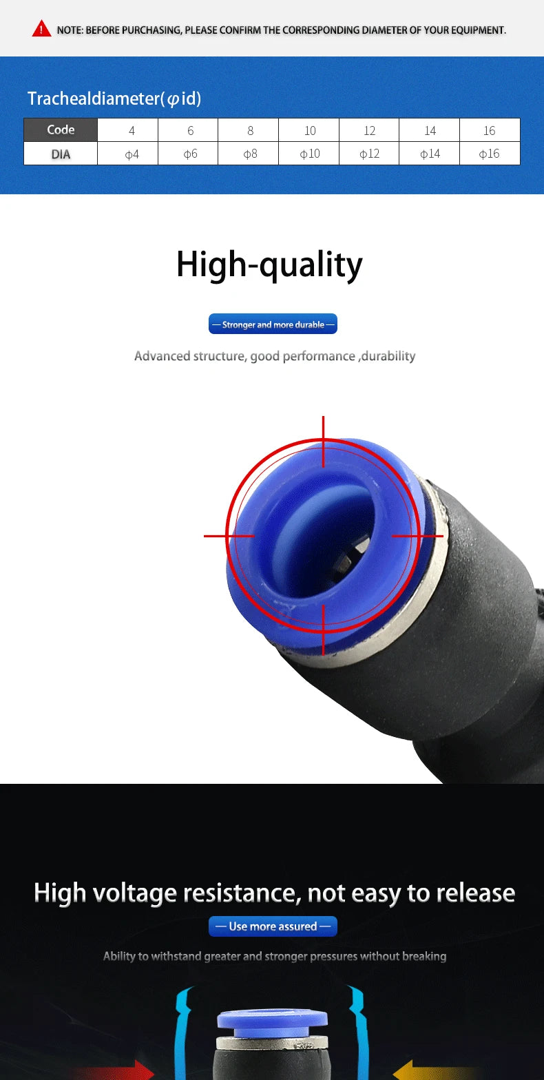 Pneumatic Fittings Fitting Plastic Connector PU PG 4mm 6mmTo 8mm 10mm Air Water Hose Tube Push in Straight Gas Quick Connectors