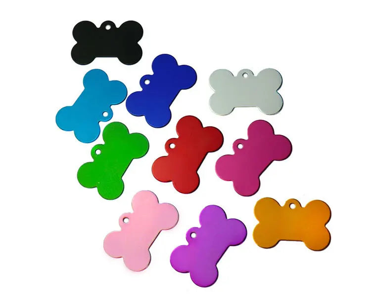 Wholesale 100Pcs Dog ID Tags Laser Engraving Bone Tags Name Plate Personalized Customized Name ID Tags Dogs Pendant Pet Tag