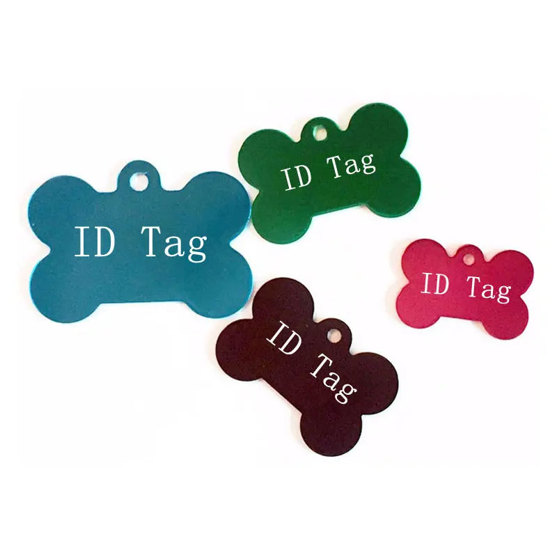 Wholesale 100Pcs Dog ID Tags Laser Engraving Bone Tags Name Plate Personalized Customized Name ID Tags Dogs Pendant Pet Tag