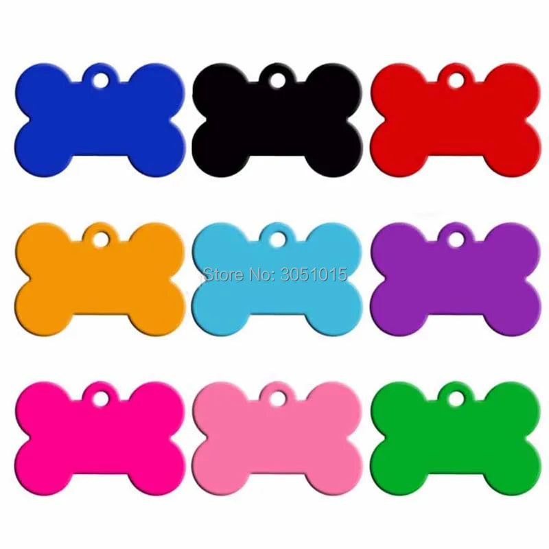 Wholesale 100Pcs Dog ID Tags Laser Engraving Bone Tags Name Plate Personalized Customized Name ID Tags Dogs Pendant Pet Tag