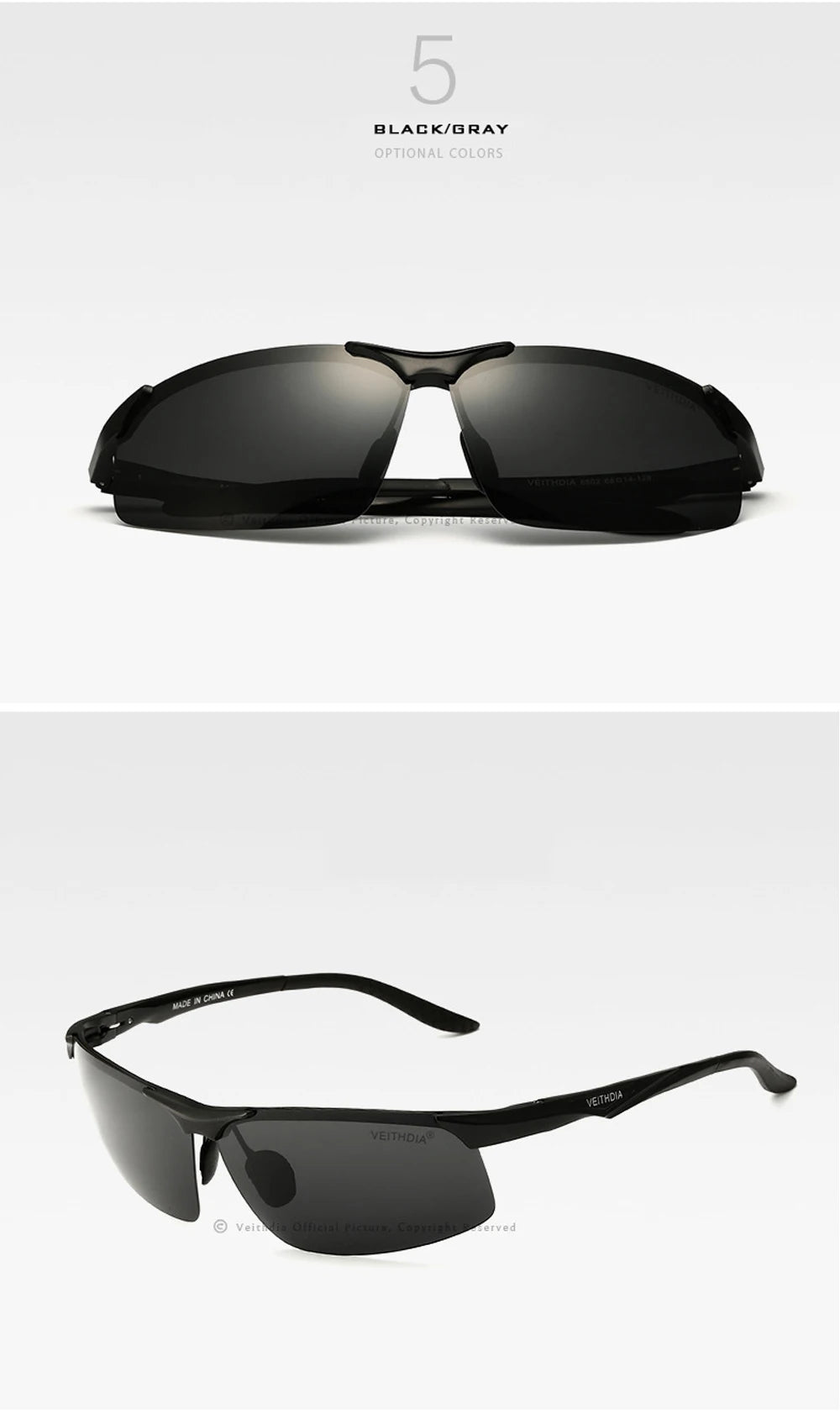 VEITHDIA Aluminum Magnesium Men's Polarized VU400 Sun Glasses Night Vision Mirror Male Eyewear Sunglasses Goggle Oculos 6502