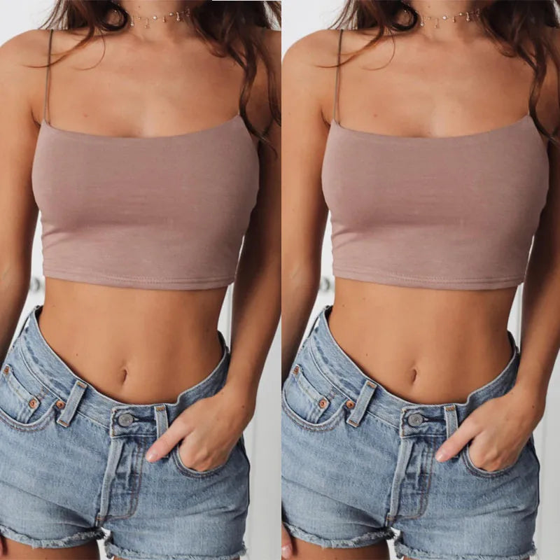 2024 New Fashion Women Sexy Crop Tops Solid Summer Camis Women Casual Tank Tops Vest Sleeveless Crop Tops blusas