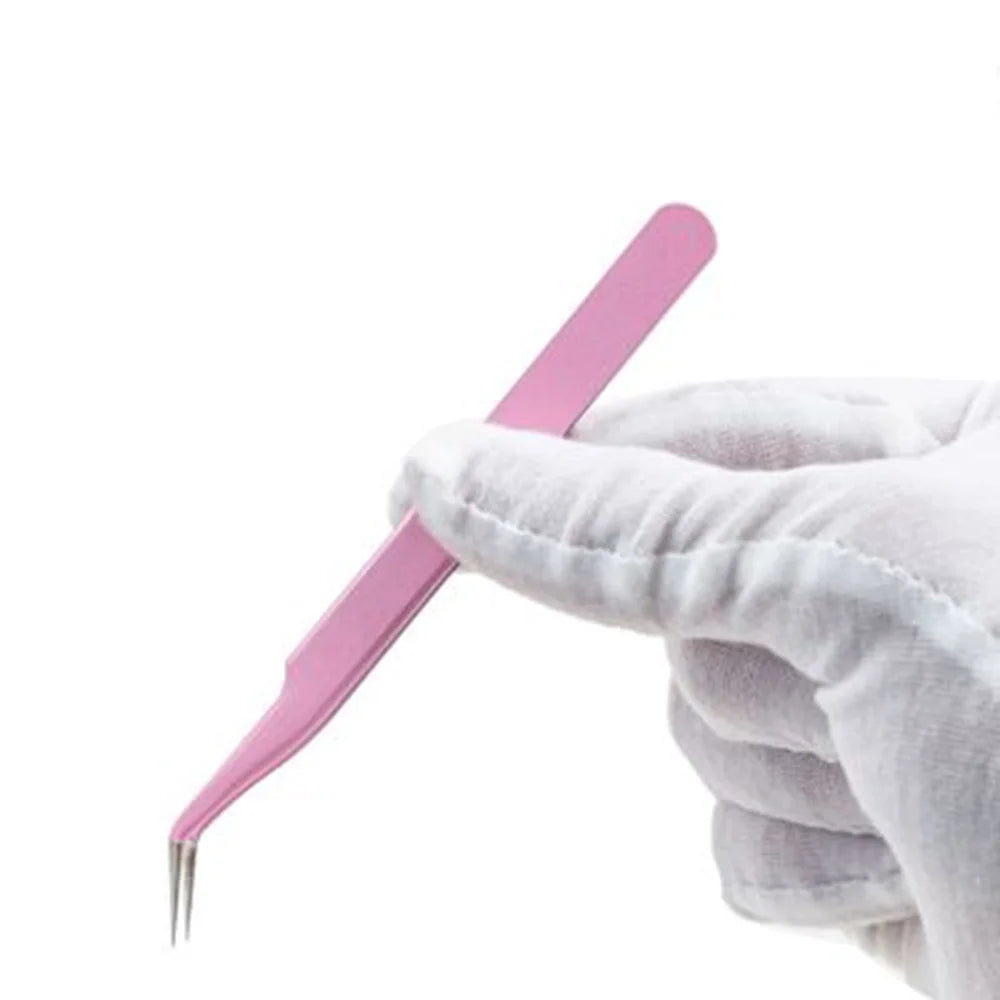 1pcs Stainless Steel Eyelash Extension Clip Pliers Curved Straight Eyebrow Tweezers Soldering Lash Tongs Nail Art Makeup Tools