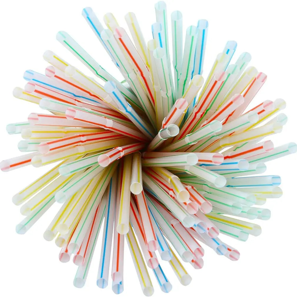 100Pcs Colorful Disposable Plastic Curved Drinking Straws Reusable Straw 21cm Wedding Party Bar Drink Accessories Birthday