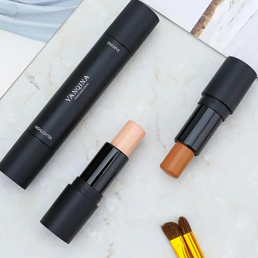 2 In1 Contouring Stick Double Headed Facial Highlighter And Contouring Stick Pen 3D Face Brightens & Shades Makeup Stick Long