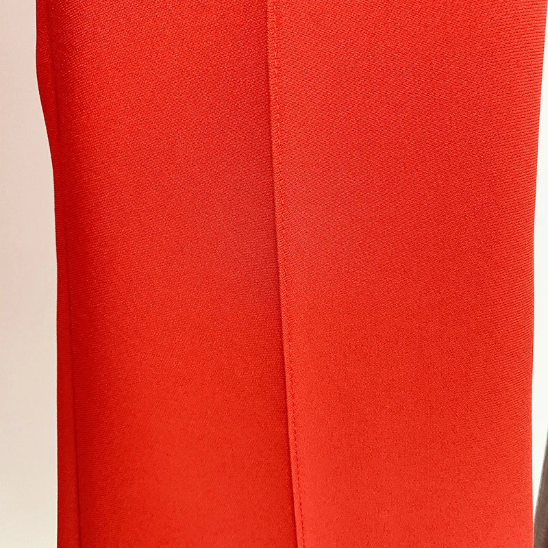 HIGH QUALITY New Fashion 2024 Designer Blazer Suit Set Women's Single Button Red Blazer Flare Pants Suit