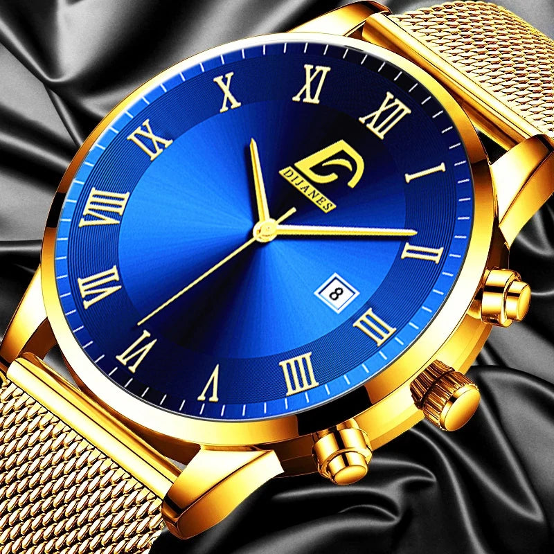 Mens Minimalist Watches Luxury Stainless Steel Mesh Belt Quartz Wrist Watch 2022 Men Business Casual Sports clock часы мужские