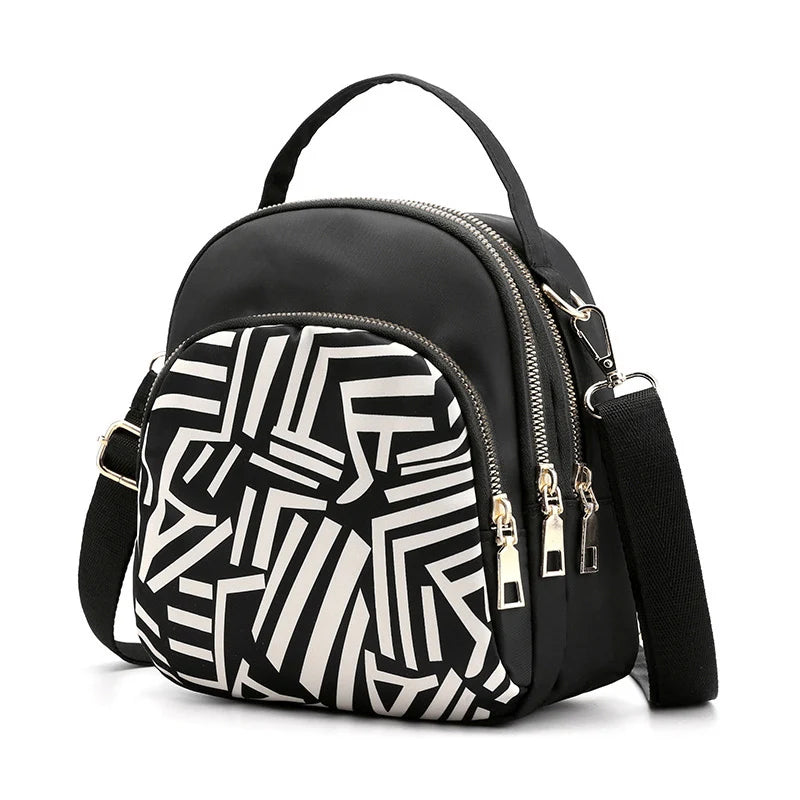 Fashion Printing Backpack Women Large Capacity Nylon Rucksack Multilayer Crossbody Bag School Bags Waterproof Travel Knapsack