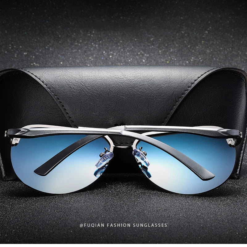 Fashion Rimless Pilot Polarized Sunglasses Men Women High Quality Aluminum Magnesium Sun Glasses Male Classic Driving Shades