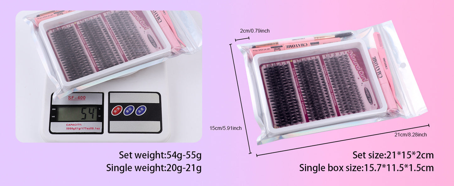 Large Capacity DIY 30 40 50 60 80 D Mix False Individual Lashes Kit Bond and Seal Tweezers Comb Set Wispy Soft Thick Fake Lash