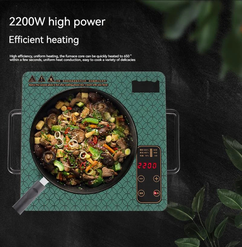Household Electric Ceramic Stove Touch-type Commercial High-power 2200W Induction Cooker Light Wave Hot Pot Does Not Pick Pot
