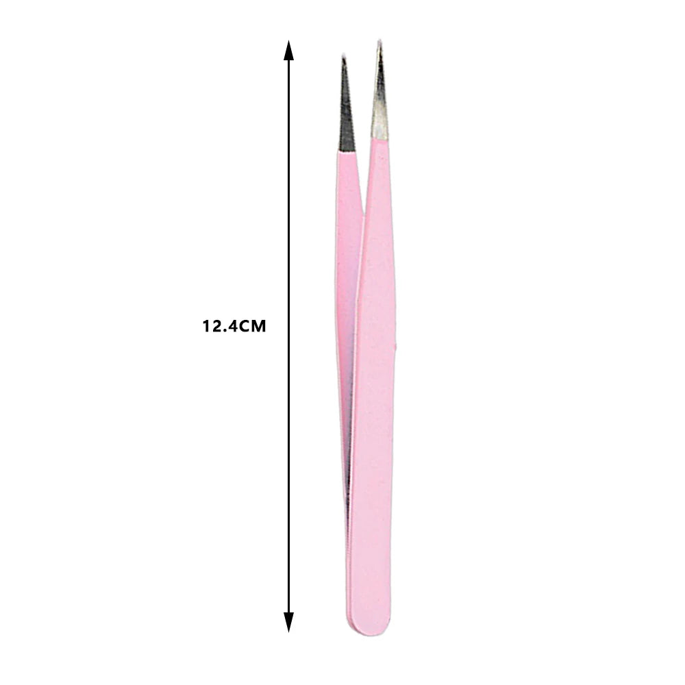 1pcs Stainless Steel Eyelash Extension Clip Pliers Curved Straight Eyebrow Tweezers Soldering Lash Tongs Nail Art Makeup Tools