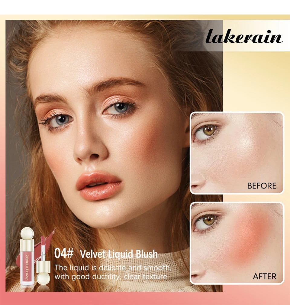 7.5ml Matte Liquid Blush Velvet Blusher Orange Peach Face Pigment Lasting Beauty Natural Cheek Tint Cream Waterproof Blush