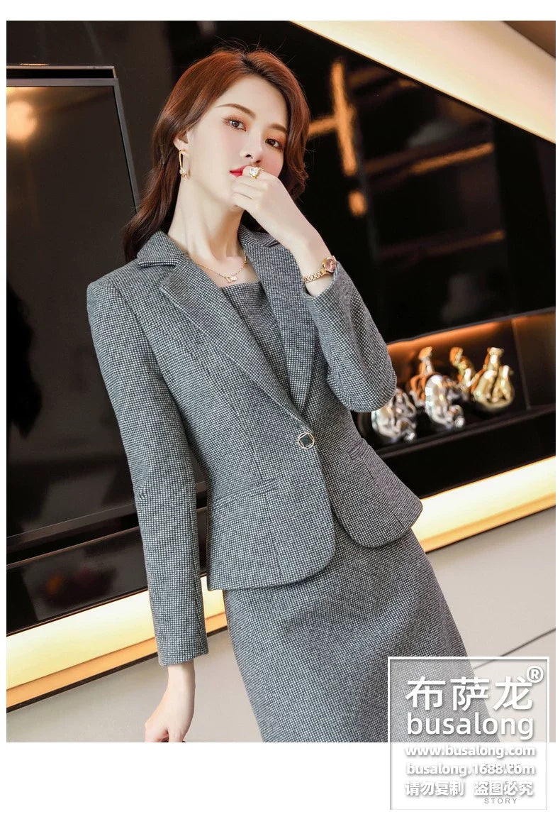 Spring and Autumn Long Sleeve Business Women's Clothing Suit Jacket Formal Wear Temperament Commute Work Clothes Slim Fit Slimmi