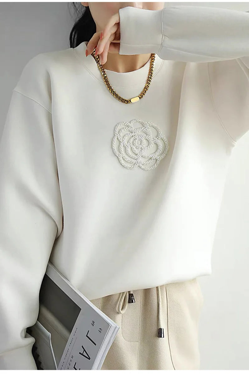 S-XXL Korean Fashion Black White Pullover O Neck Sweatshirt Patchwork Top Fall Winter Long Sleeve Kawaii Pulls Streetwear Casual