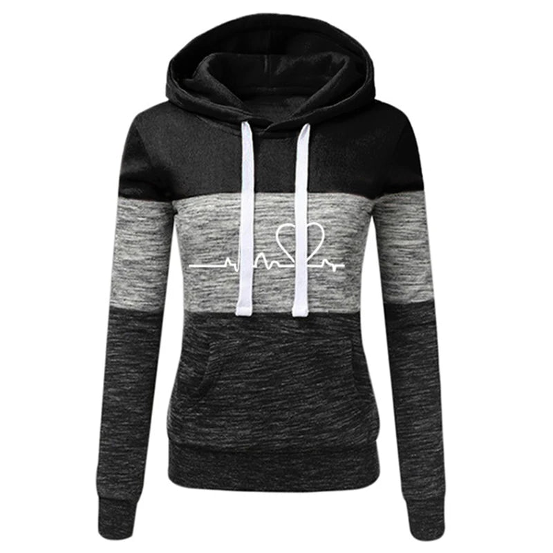 Autumn Winter Warm Women's Fleece Long Sleeve Hoodie Fashion Slim Fit Sweatshirt Ladies Casual Color Matching Outdoors Pullover