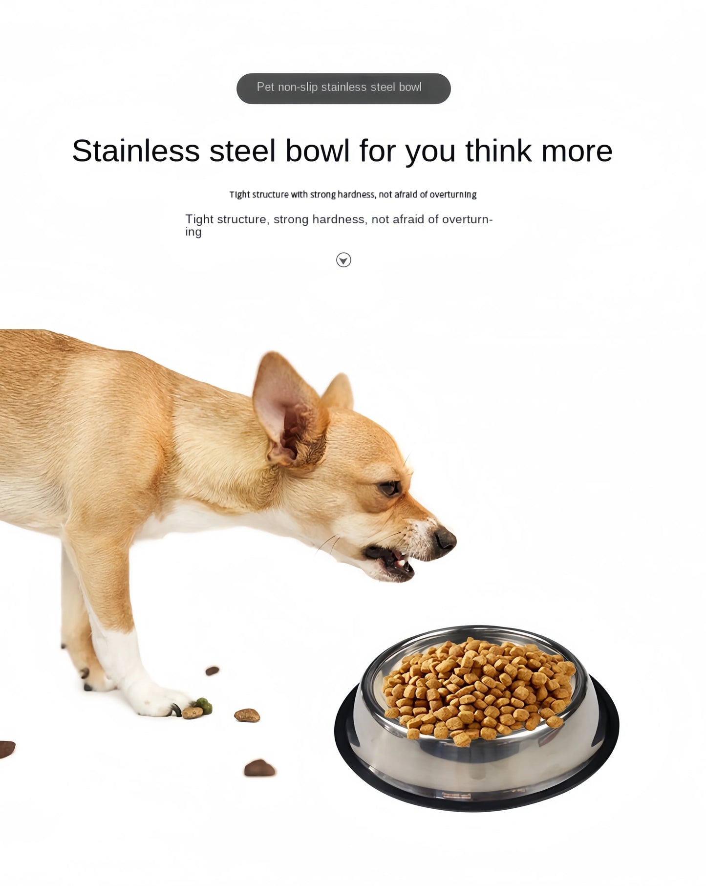 Pet Dog Cat Stainless Steel Bowl Pet Feeding Bowl Cat and Dog Drinking Bowl Metal Feeder Bowl Durable Easy To Clean 6 Sizes