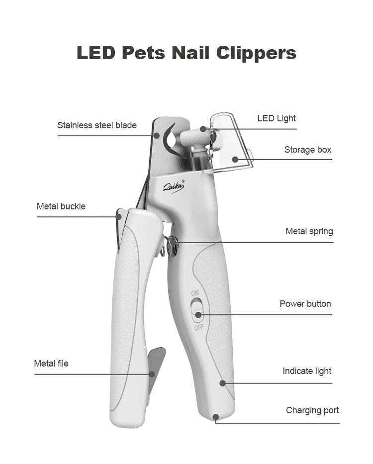 LAIKA LED Pet Nail Clippers Professional Cats Claw Blood Line Scissors Dog Nail Trimmer Grooming Cutter for Animals Pet Supply