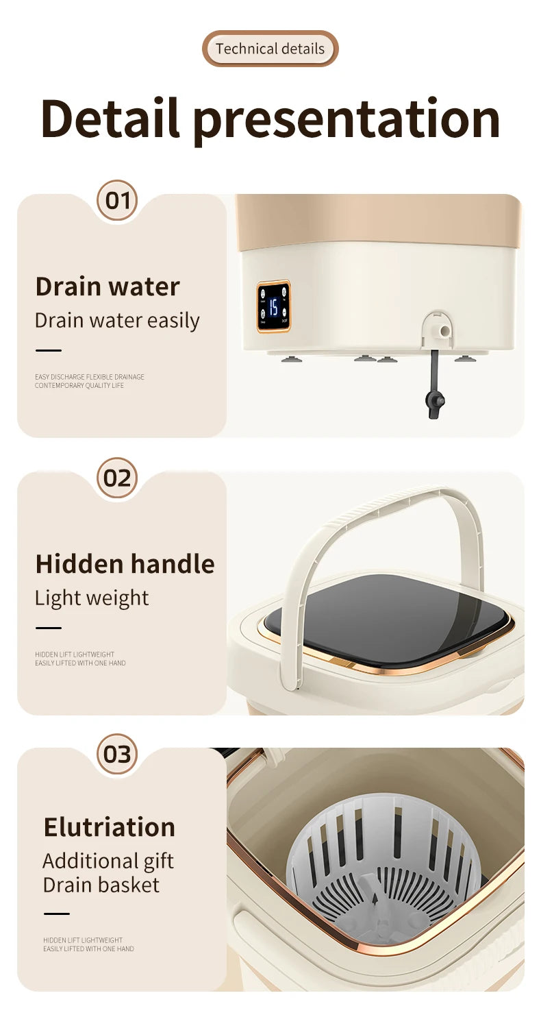 Folding washing machine 9L large capacity portable mini small washing machine underwear socks retractable automatic washing