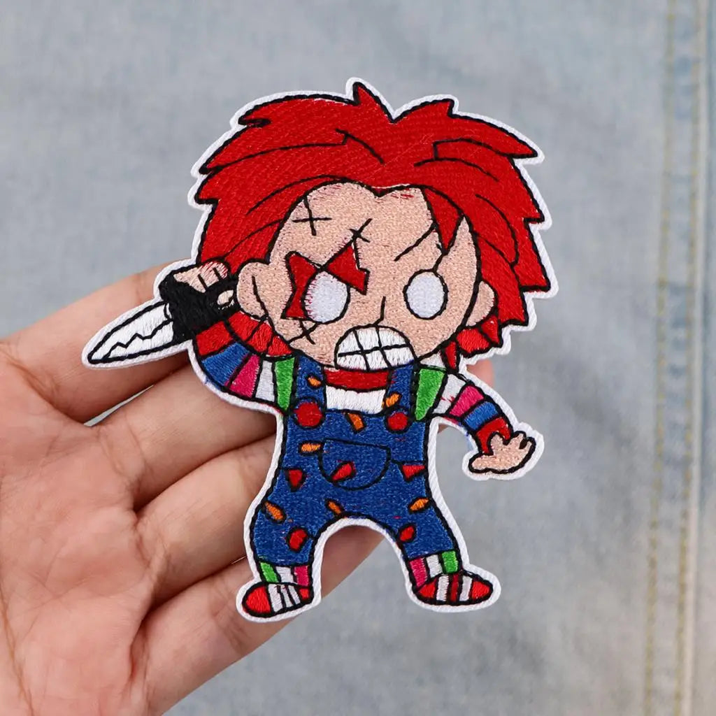 Horror Killer Clown Embroidered Patches for Clothing Halloween Patches on Clothes Stickers Iron on Patches Stripes Diy Appliques