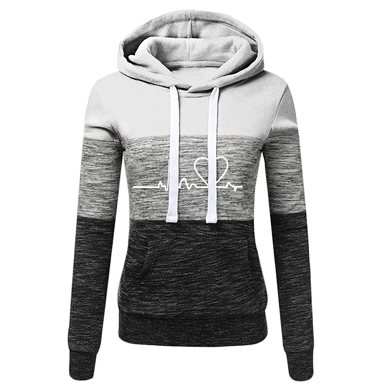 Autumn Winter Warm Women's Fleece Long Sleeve Hoodie Fashion Slim Fit Sweatshirt Ladies Casual Color Matching Outdoors Pullover