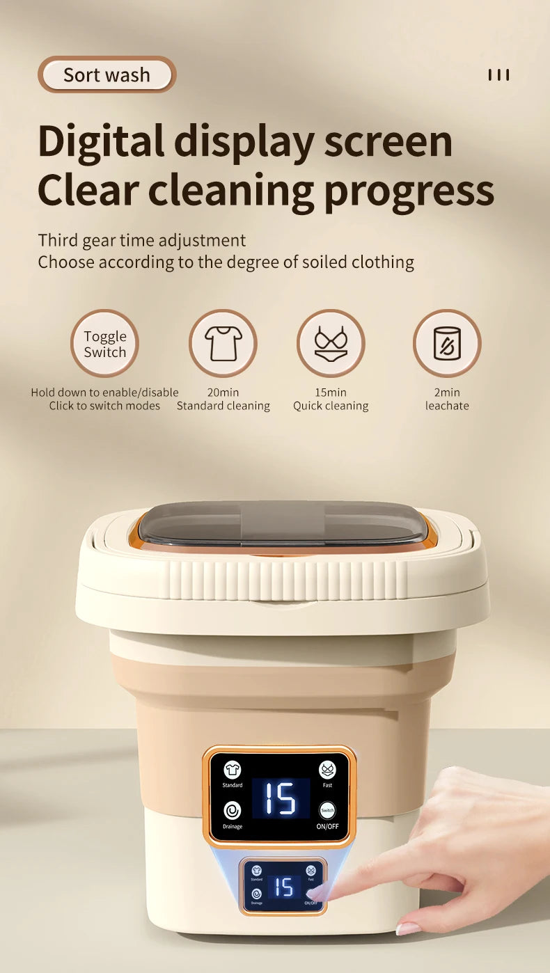 Folding washing machine 9L large capacity portable mini small washing machine underwear socks retractable automatic washing