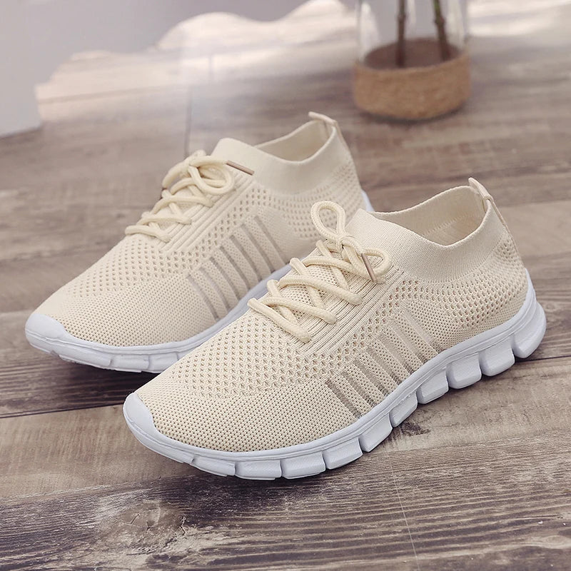 Women Mesh Breathable Shoes Slip on Flat Shoes Woman Tenis Ladies Casual Shoes Walking Footwear Sneakers Womens Vulcanize Shoes