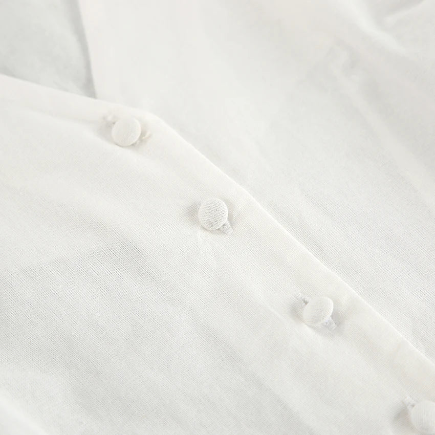 Mnealways18 White Cotton Pants Women's 2-Piece Set Clothing Linen Blazers Tops And Wide Leg Pants Elegant Women's Ensembles 2024