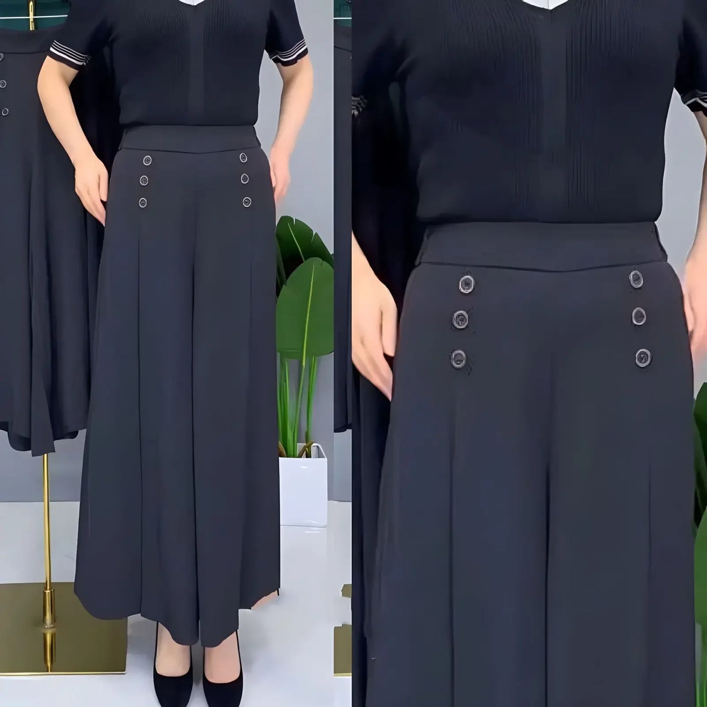 Fashionable Loose-fit Wide-leg Casual Pants For Women 2024 Summer New Style Thin Skort Anti-wrinkle Dropshipping Ladies Trousers