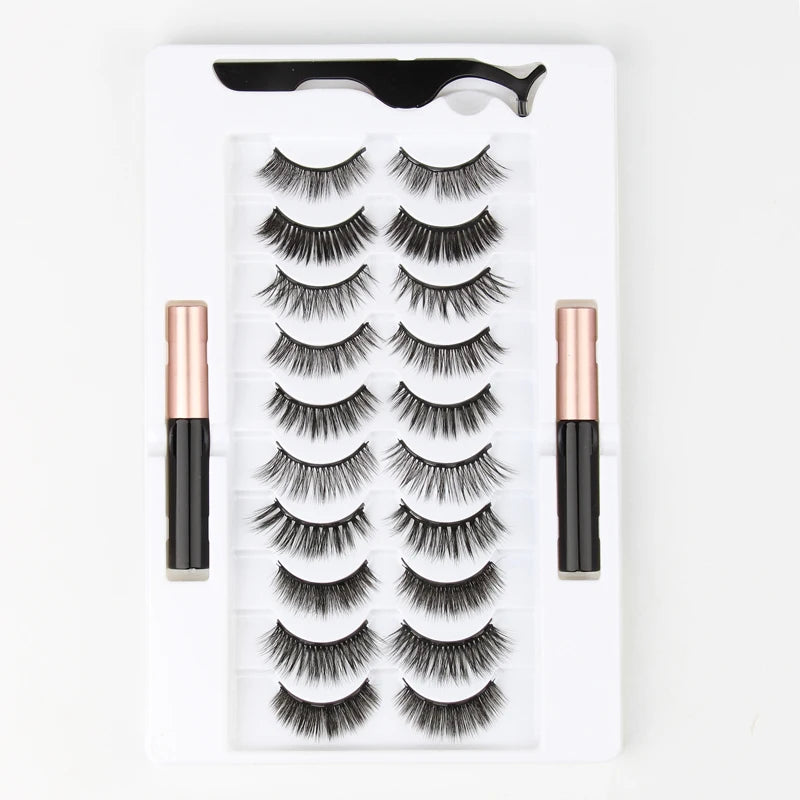 Magnetic Eyelashes Set 3/4/5/10 Pairs Natural Magnet False Eyelashes Makeup Kit Reusable Soft Mink Lashes Eyelash Extension Tool