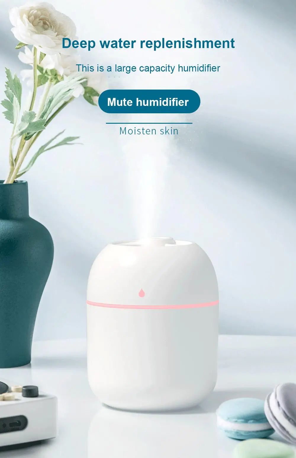220ML Air Humidifier Ultrasonic Mini Car Aroma Diffuser Portable USB Essential Oils Purifiers LED Lamp Home Fragrance Products