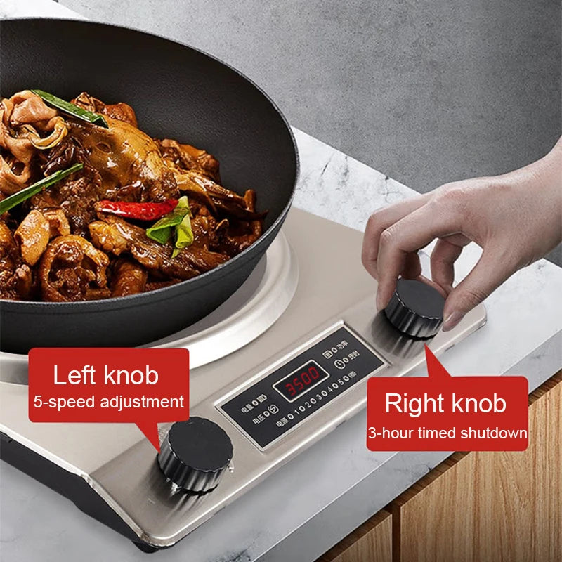 DMWD Electric Induction Cooker Waterproof 3500W Concave Type Magnetic Hotpot Hob Burner Soup Stir-fry Cooking Stove Cooktop EU