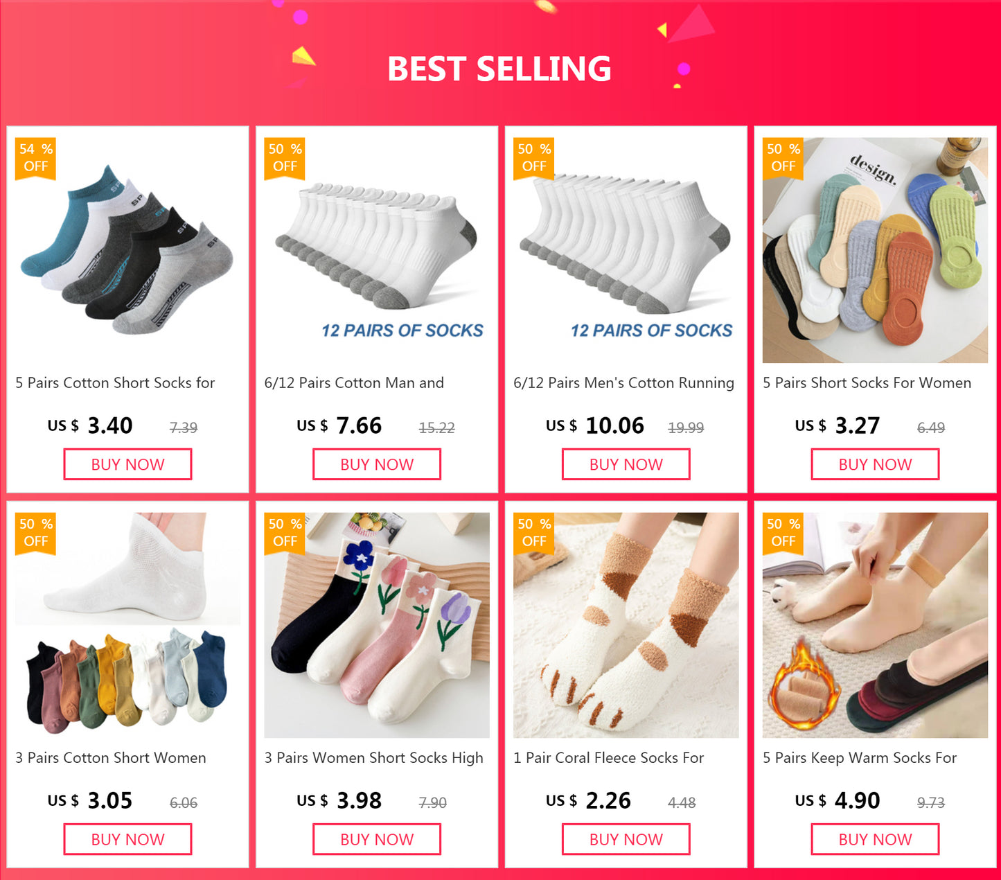 6/12 Pairs Men's Cotton Running Crew Socks Middle Tube High Quality Casual Breathable Sports Socks For Men and Women Soft Sock