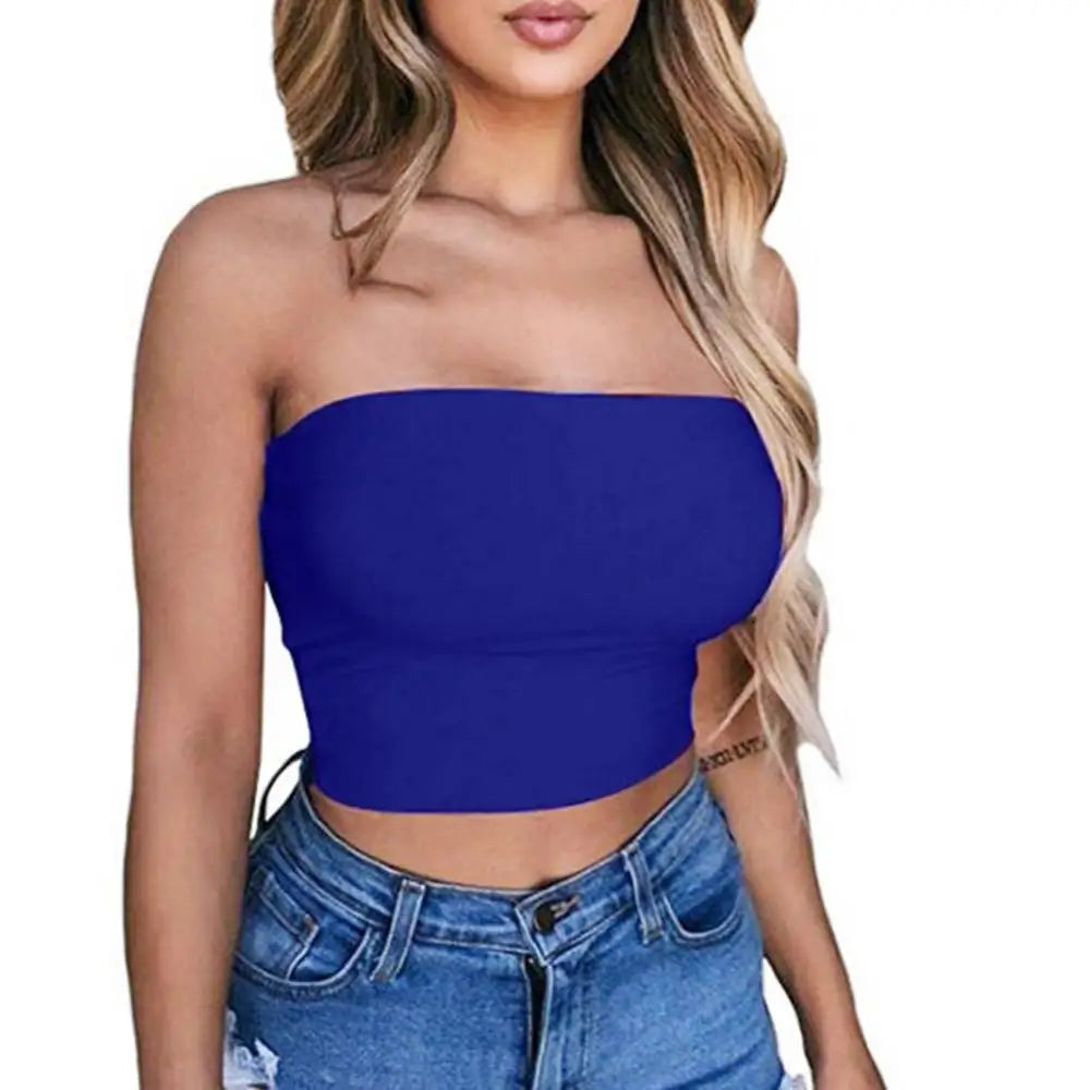 Women Solid Color Tube Tops New Yoga Sports Women's Wrapped Vest Mini Bustier Slim Elastic Tube Tops Strapless Cropped Tank Top