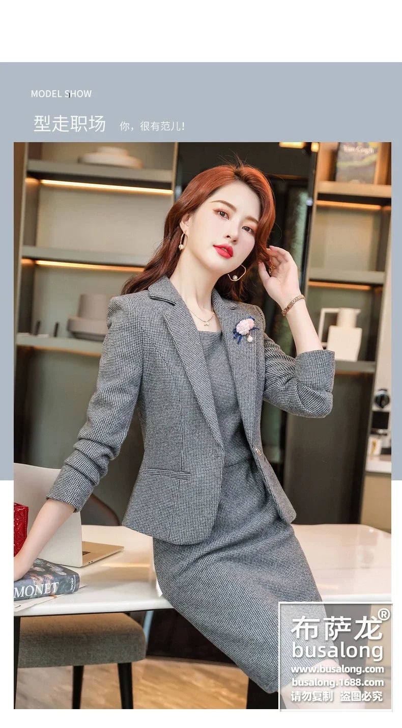 Spring and Autumn Long Sleeve Business Women's Clothing Suit Jacket Formal Wear Temperament Commute Work Clothes Slim Fit Slimmi